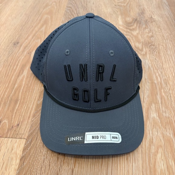 NWT UNRL Golf Script Rope SnapBack Mid Pro Gray Hat Adjustable Golf Spring Club - Picture 2 of 6